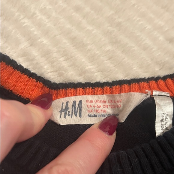 H&M Kids Color Block Sweatshirt in Black, Gray, and Orange - Picture 2 of 3